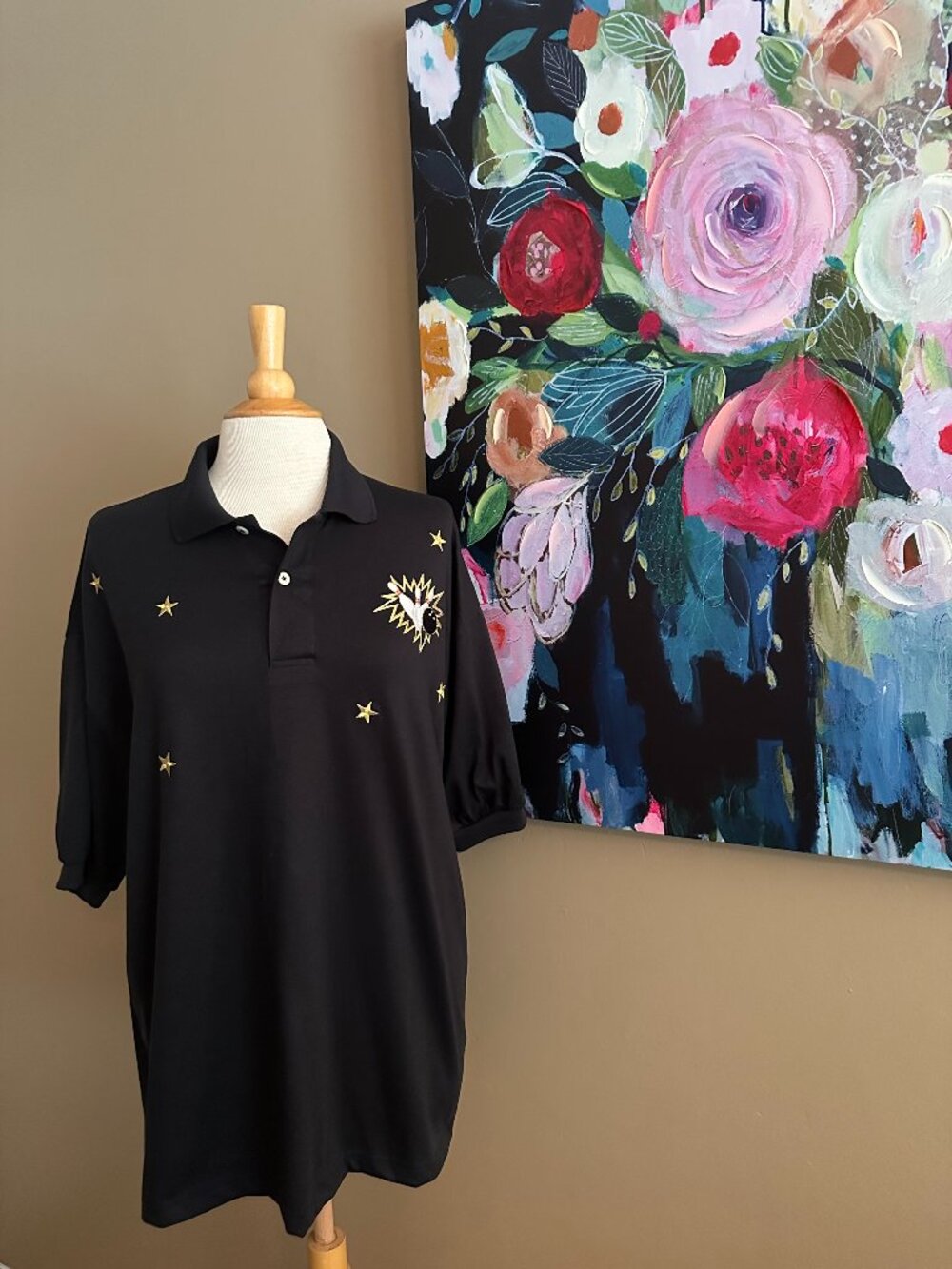 Retro Bowling Shirt Black XL Star Graphic Rockabilly